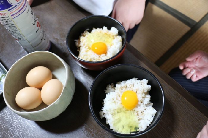 ワンにゃんべぇハウス大江屋の卵かけご飯